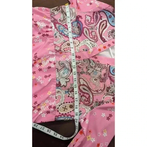 Pretty tiered pink dress with Paisley print & flounce sleeve size L - Picture 5 of 6